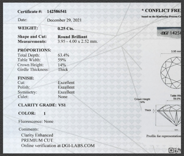 Brillant 585 Gold Ring 0,25ct, VS1; DGI Zertifikat